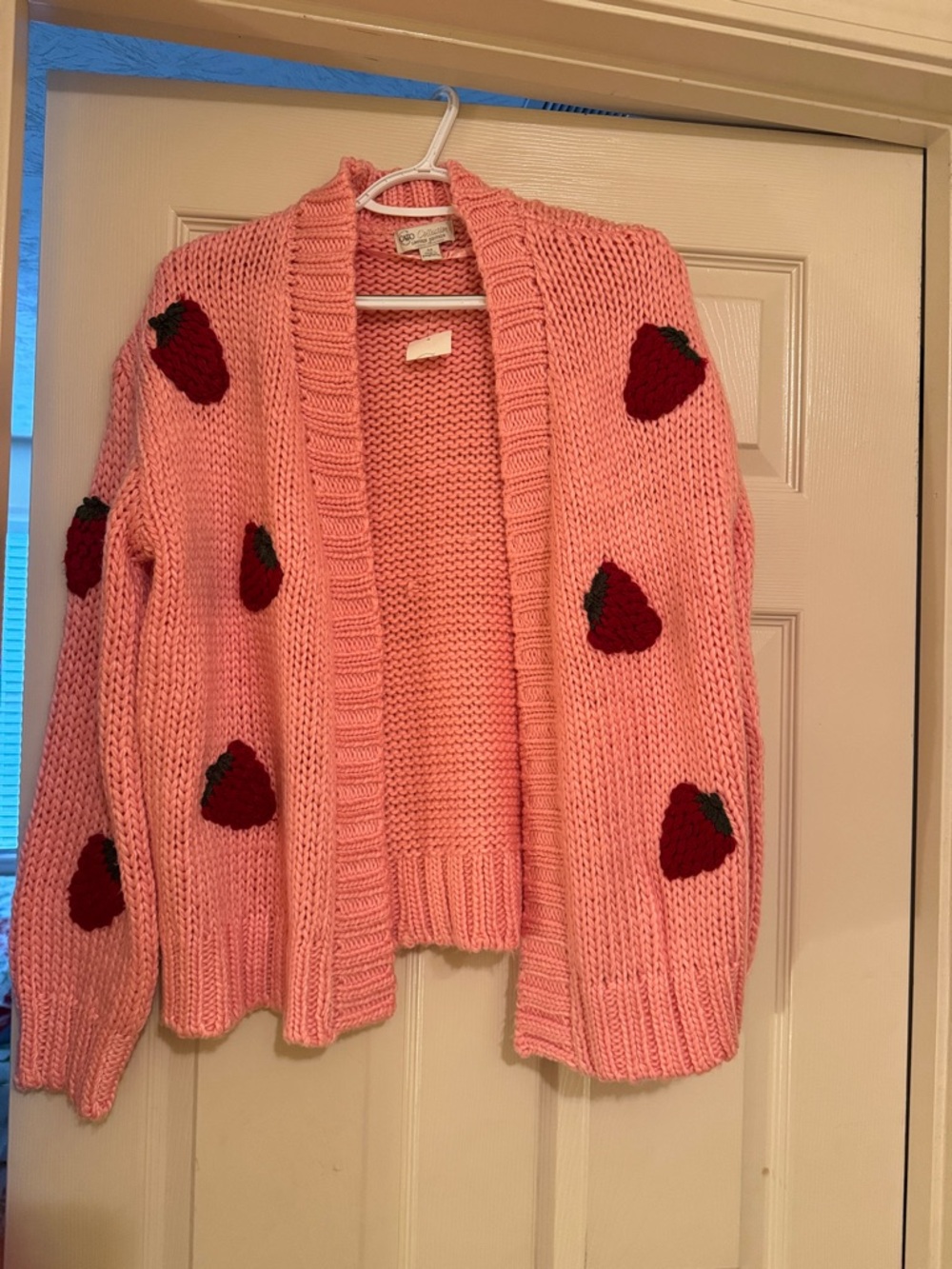 Limited Edition Cozy Pink Strawberry Knit Cardigan Sweater